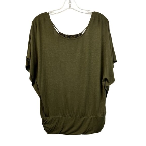 Maurices Tops - Maurices Scoop Neck Short Sleeve Crochet Back Blouse Green Womens Size Small